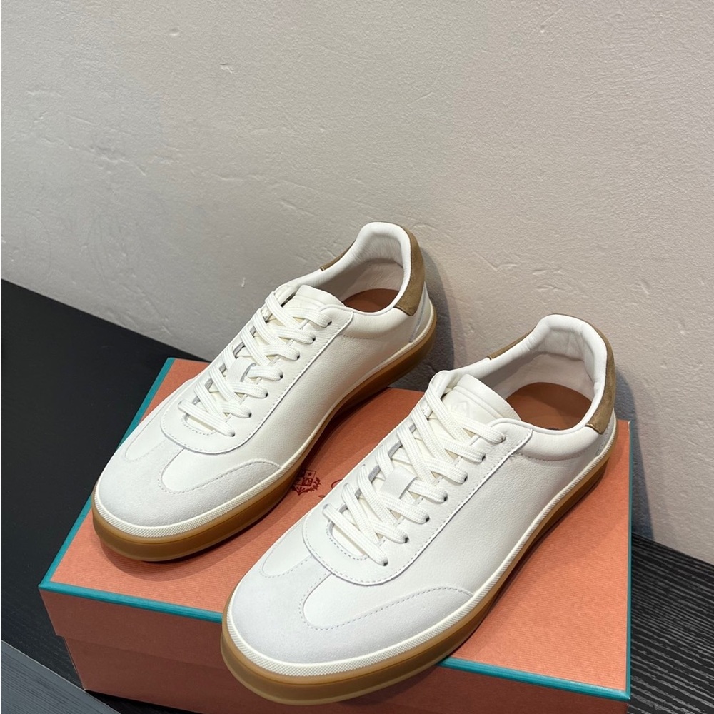 Loro Piana Tennis Walk Sneakers Classic WhiteLaced Shoes - Picture 2 of 8